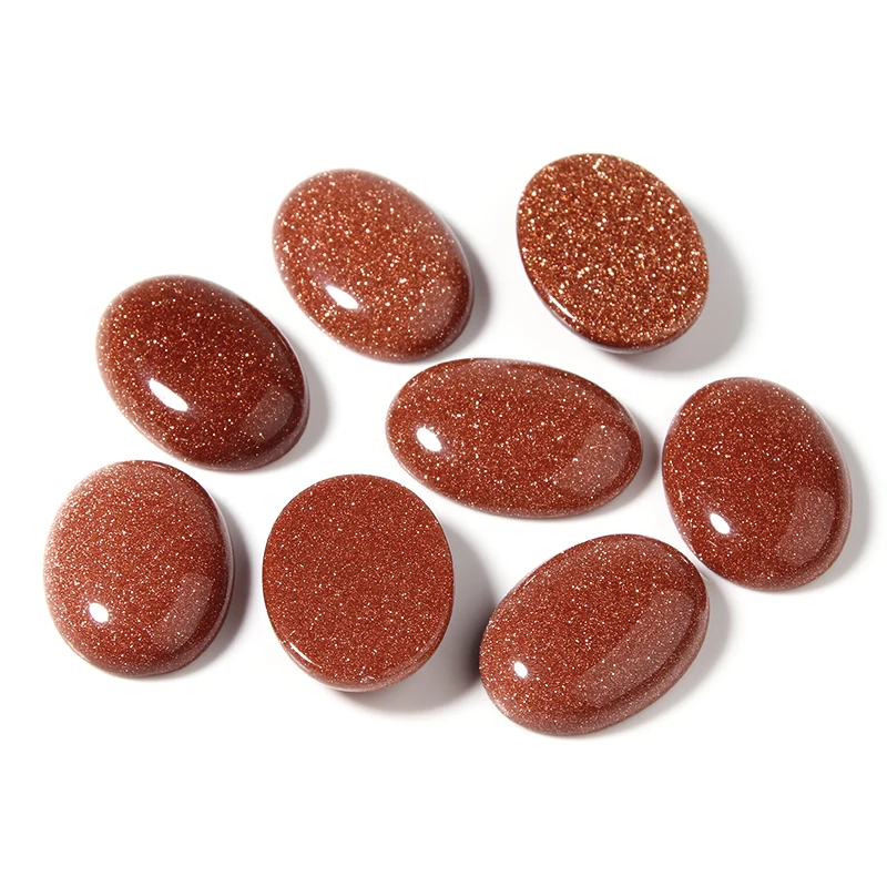 10pcs Natural Stone Oval Flatback 10x14/13x18/18x25mm Golden Sandstone Cabochon For DIY Jewelry Making Earrings Accessories