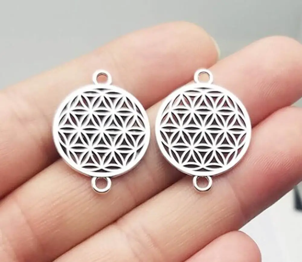 20pcs/Lot--26x20mm Antique Silver Plated Life Of Flower Connector Charms  DIY Bracelet Supplies Jewelry Finding Accessories