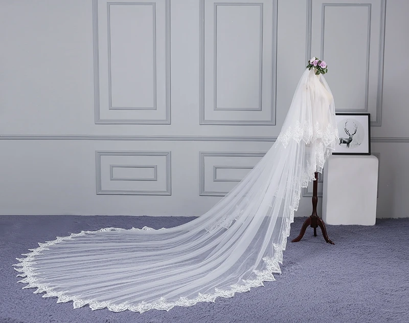 Voile de Mariée en Dentelle Ivoire, Grande Taille, Accessoires de Mariage, Nouvelle Collection, 2025