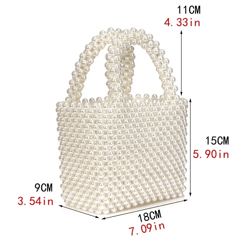 Handmade Pearl Bag Beaded Box Tote Women Party Retro Acrylic Plastic Tote Bag 2020 Summer Luxury Brand Dinner Bag Wholesale