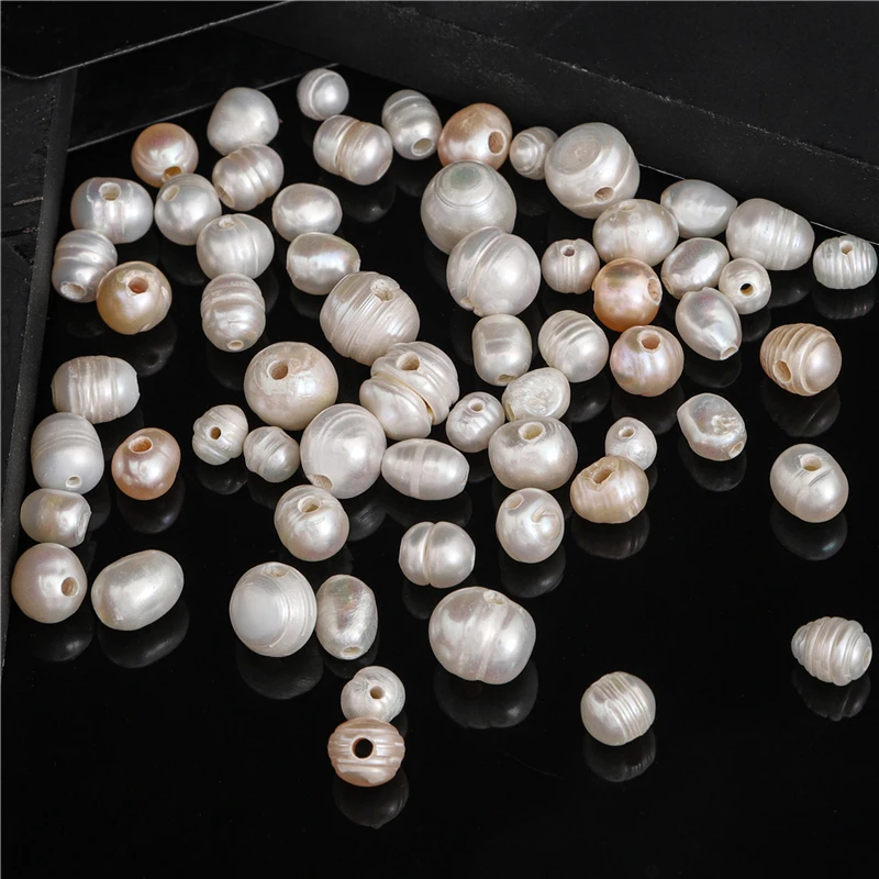 Big Size Round Natural Freshwater Pearl Beads Large Hole Rice Pearl Beads for Bracelet Necklace Earrings DIY Jewelry Making