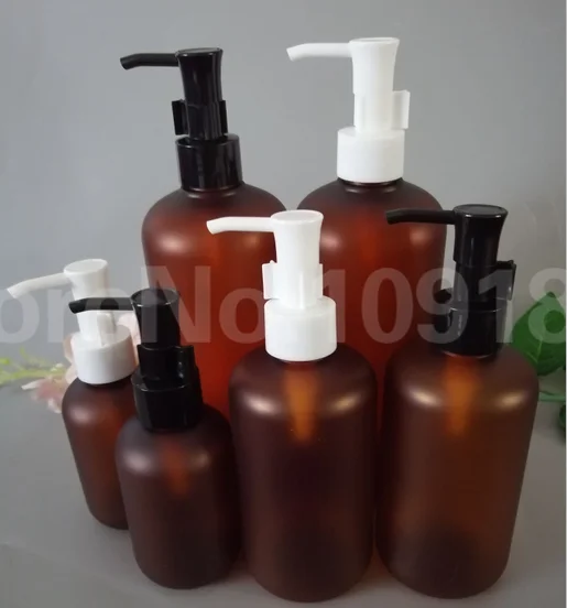 10pcs  4oz 8oz 16oz 120ml 250ml 500ml Lotion Bottle Frosted Amber Plastic Pet bottle with make up oil remove pump for facial