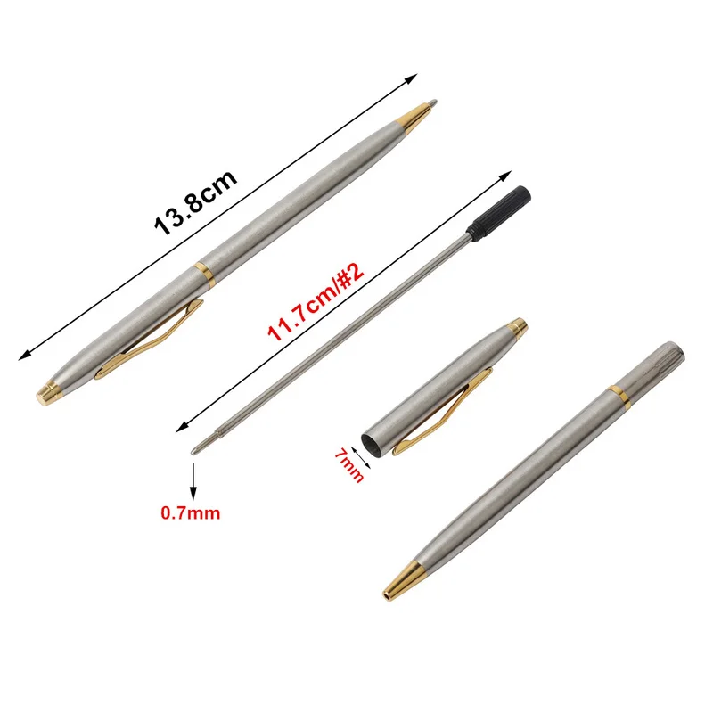 1 Pc/Lot New Arrival Stainless Steel Rod Rotating Metal Ballpoint Pen Commercial Ballpoint Pen Gift Stationery