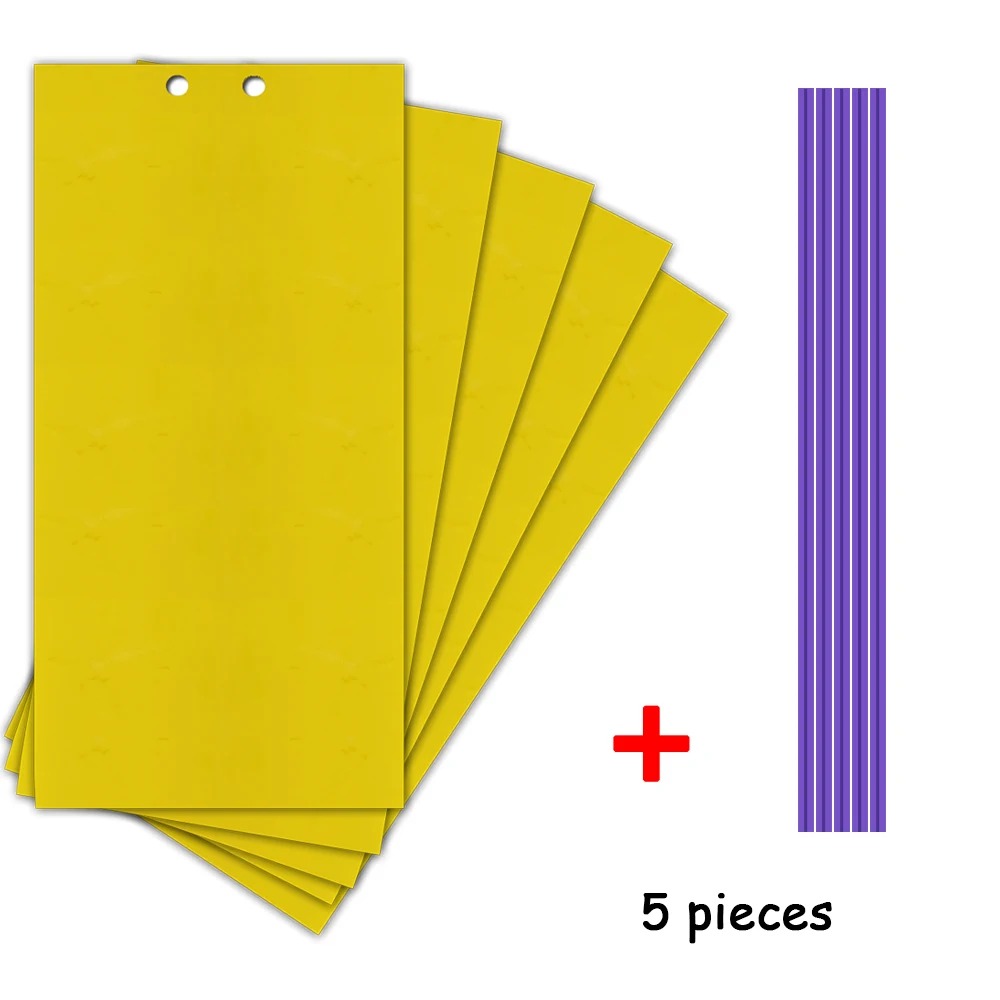 5pcs Two Face Paste Insect Board Double-sided Bug Fly Stickers Glue Board Adhesive Traps Yellow Sticky Insect Catcher Flycatcher