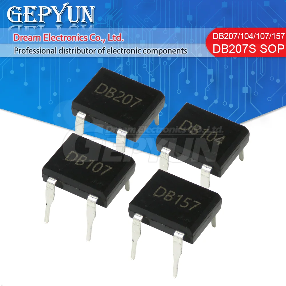 10PCS DB207 DIP DIP-4 Bridge Rectifiers 1000V 2A DB104 DB157 DB107 DB207S DB107S DF06S DF10S SOP-4