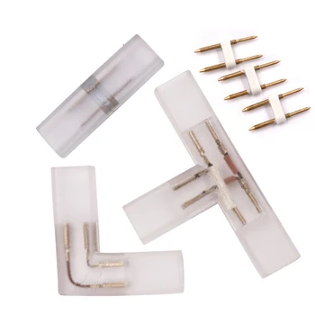 2 ขา L T รูปร่างเชื่อมต่อมุมปลั๊กกลางทองแดงเข็มสําหรับ 110V 220V LED Strip 5050 3014 2835 สีเดียว