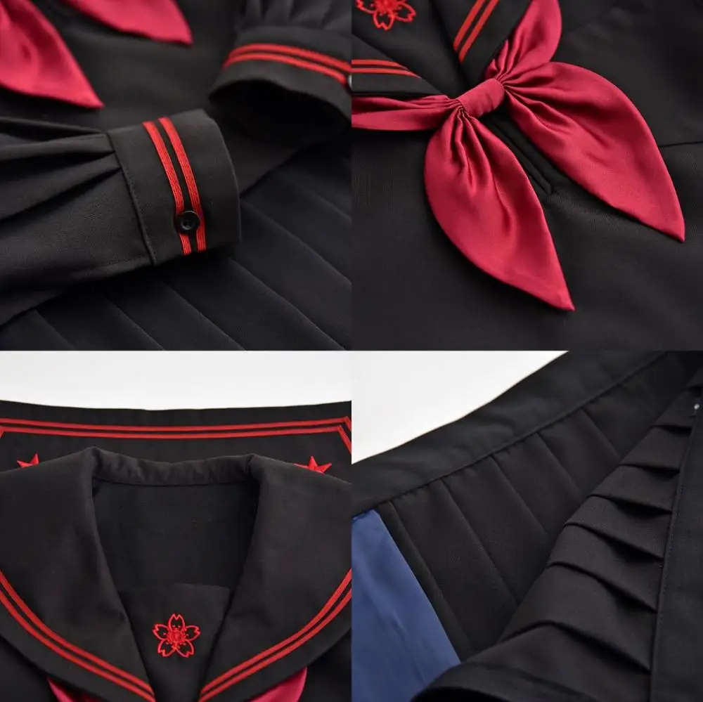 Dark Demon-conjuntos JK japoneses para niñas, uniforme escolar bordado Sakura, trajes de marinero, novedad, Otoño, XXL