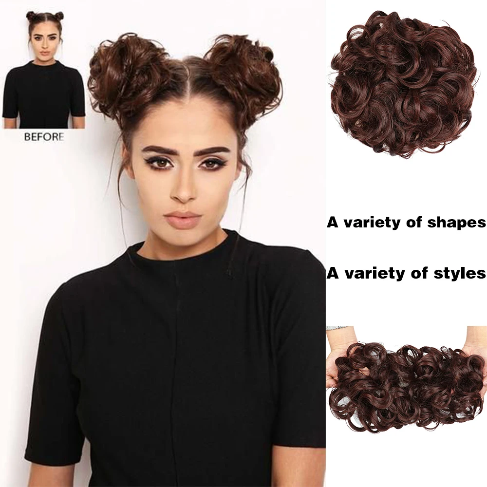 MERISIHAIR Synthetic Curly Chignon Messy Scrunchies Elastic Band Hair Bun Hairpiece High Temperture Fiber Fake Hair