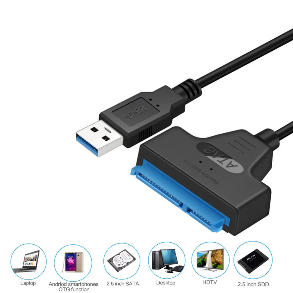 كابل ساتا USB SATA إلى USB 3.0 محول حتى 6 Gbps دعم 2.5 بوصة محرك الأقراص الصلبة SSD الخارجي 22 دبوس Sata III 3.0 2.0