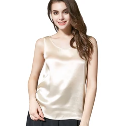 Tank tops women 100% Real silk Blouse sleeveless shirts satin Tunic Tops Summer Loose Casual Solid plus size S-XXL