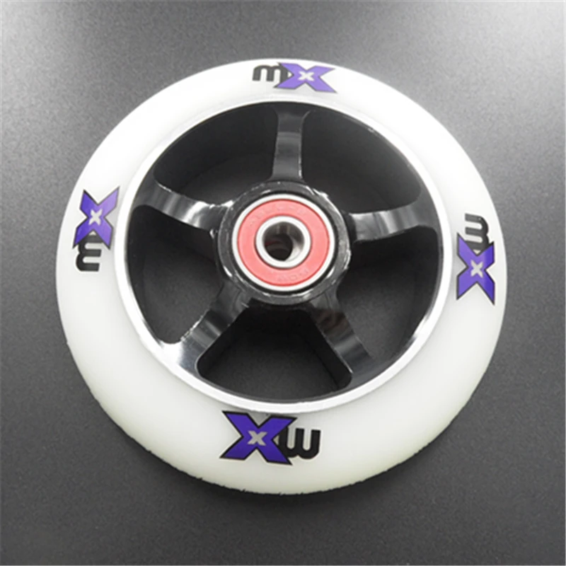 Precise MX 100mm Scooter Wheel Aluminium Alloy Hub 24mm Thickness Handcart Tyre Ruedas 2 Pieces Blue Green White 88A Durable PU