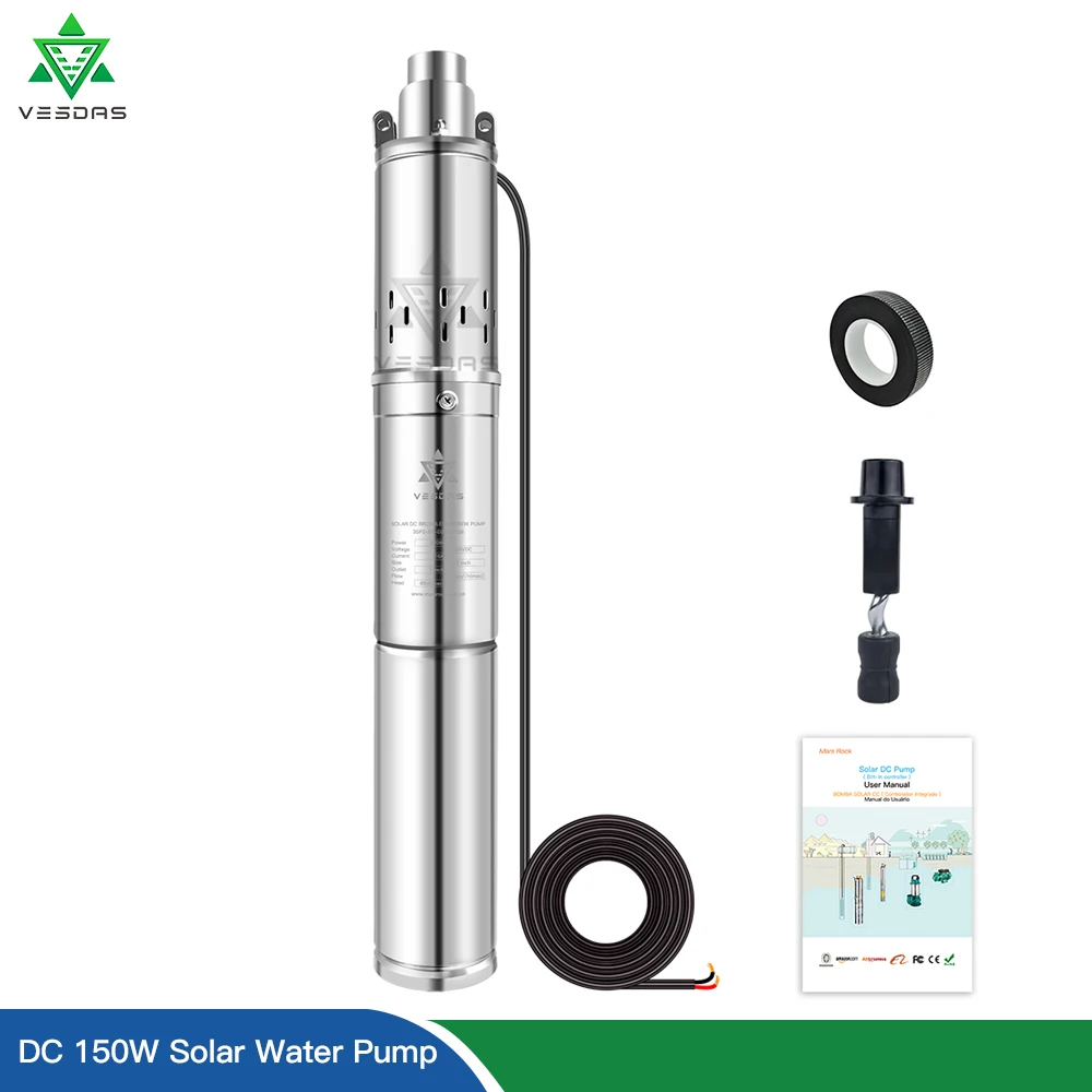 Low Pressure 150W 370W 750W Solar Water Pump 12V 24V 48V Submersible Well Water Pump With MPPT Bulit in Controller