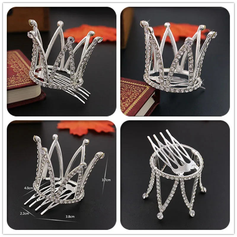 Morkopela Children Small Tiara Rhinestone Flower Girls Crown Tiara Jewelry Fashion Kids Hair Comb Accessories