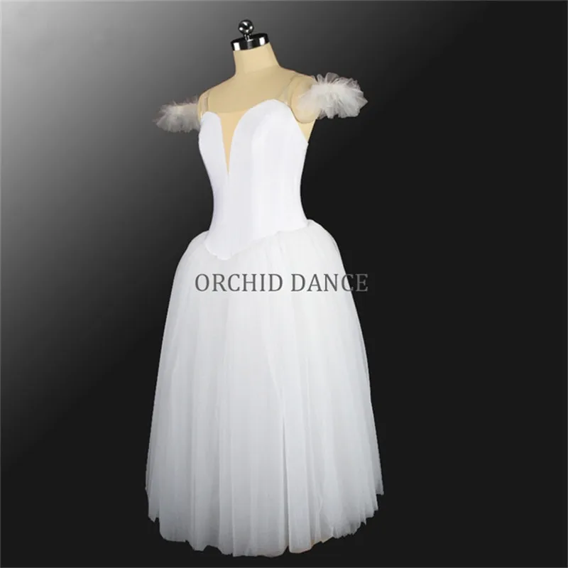 Professional High Quality 4 Layers White Girls Performance Wear Long Romantic Ballet Tutu