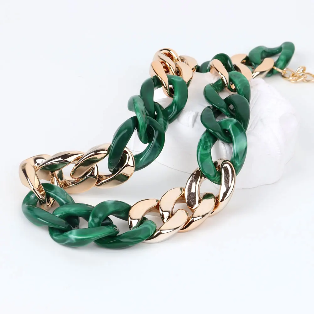 FishSheep Vintage CCB Acrylic Chain Choker Necklace for Women Boho Colorful Chunky Long Collares Necklace 2022 Fashion Jewelry