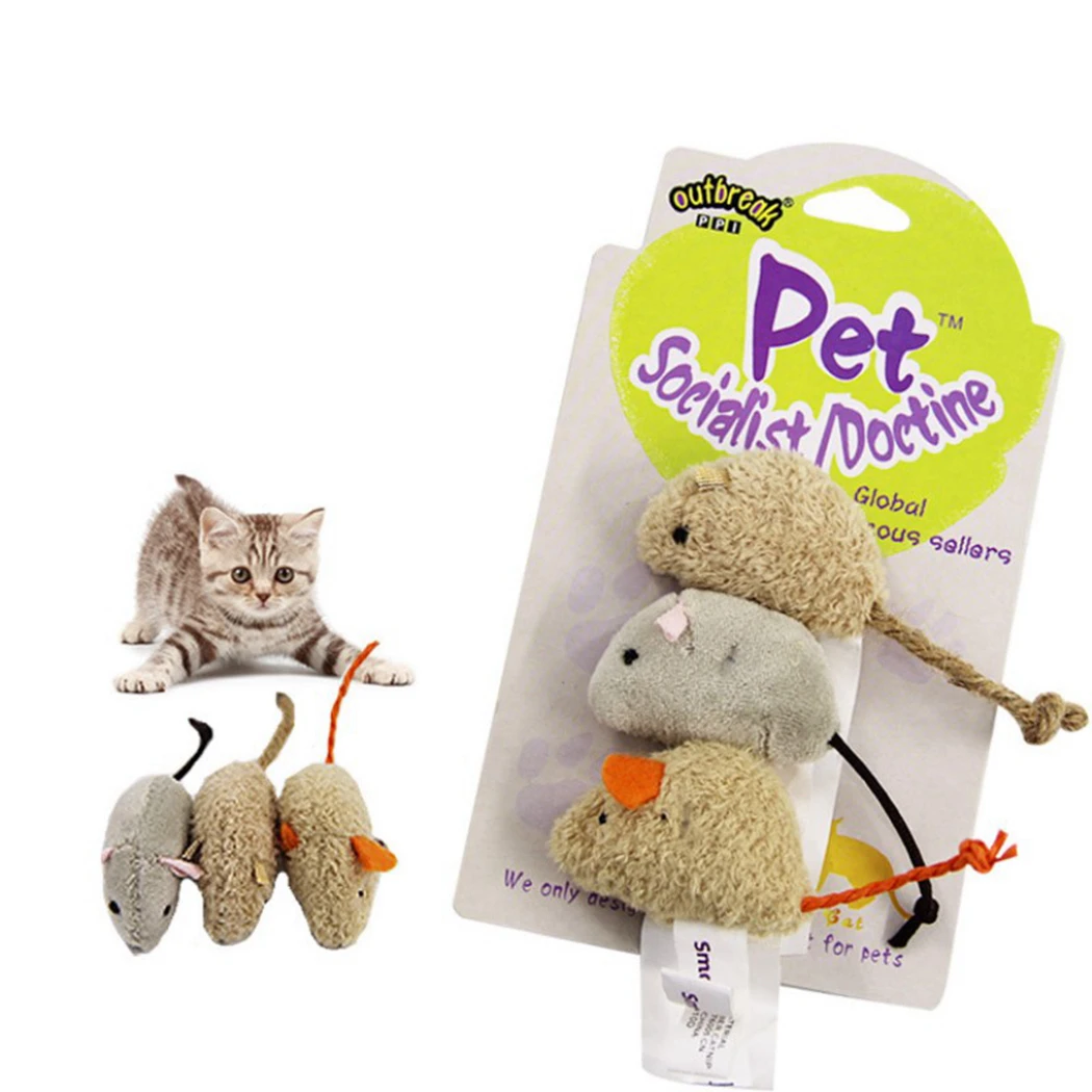 3Pc Cat Mice Toys Interactive Bite-Resistant Artificial Plush Cute Cat Interactive Toys Cat Chew Toy Pet Supplies Cat Teeth Toys