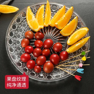 Acrylic fruit plate transparent fruit plate plastic living room  round dried fruit plate resistant to fall  platters and trays