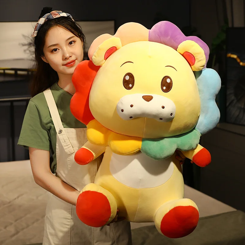 25-65CM Kawaii Cute Colorful Lion Plush Toy Doll Soft and Elastic Lion Stuffed Toy Pillow Children's Animal Toy Gifts