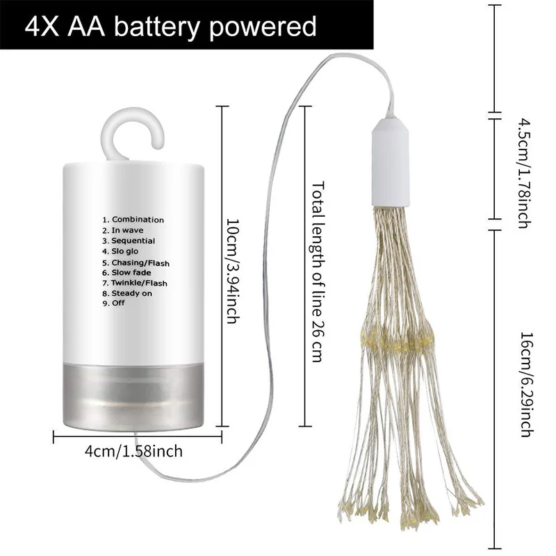 180LED กันน้ำ Exploding Star Firework โคมไฟคริสต์มาส Fairy ไฟทองแดงสายไฟ Dandelion String Lights สวนตกแต่งบ้าน