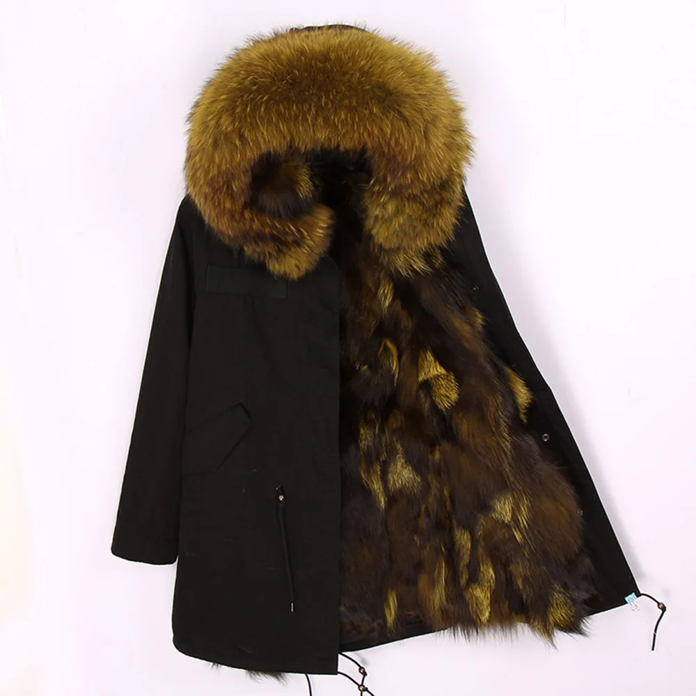 MaoMaoKong Natural Real Fox Fur Jacket Hooded Woman Parkas Winter Warm Coat Mulher Parkas Women's Jacket