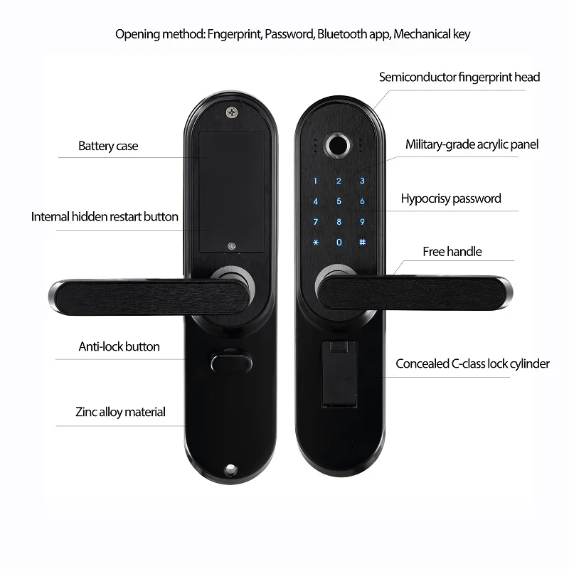 LACHCO Biometric Electronic Door Lock Smart Fingerprint, Code, Key Touch Screen Digital Password Lock for home office L17013MB