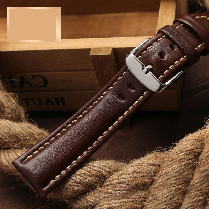 Genuine leather bracelet 18mm 20mm 22mm watch strap mens watchband With mat wristwatches band handmade leatherbracelet