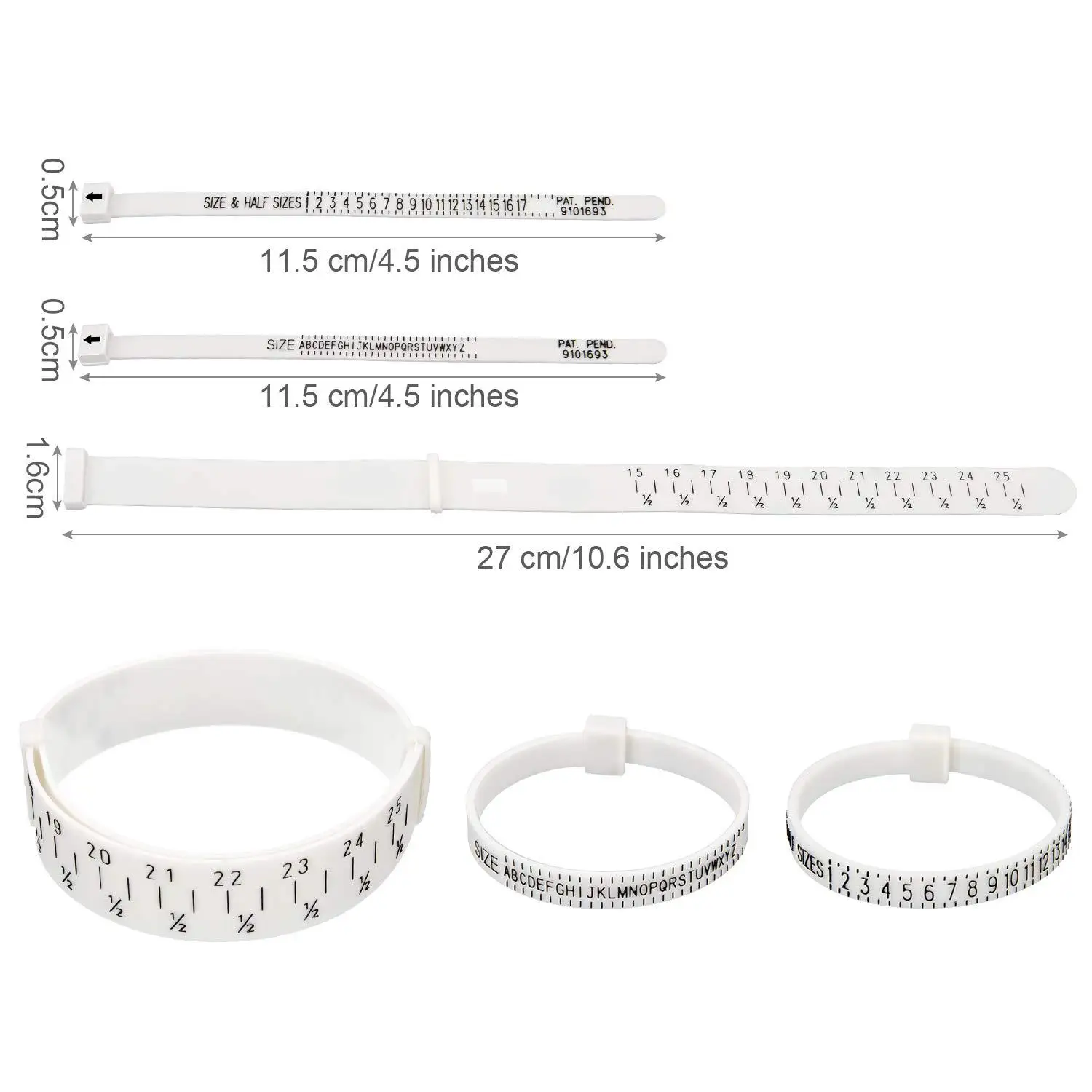 US UK Finger Ring Sizer Measurer Jewelry Ring Bracelet Wrist Measuring Tool Metal Ring Sizer Stick Official Finger Measure Gauge