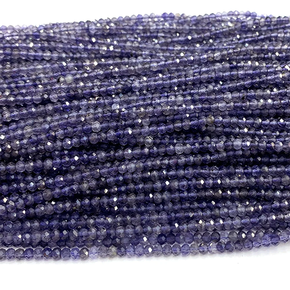 Veemak Natural Clear Purple Blue Iolite Faceted Rondelle Small Loose Beads 2.5-3x3.5-4mm