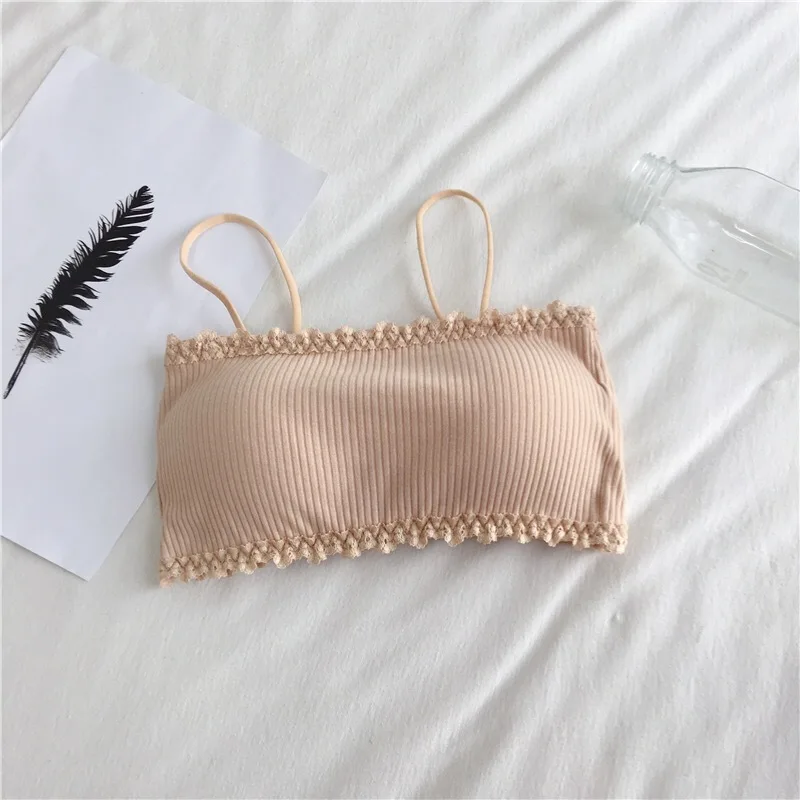 ผู้หญิงชุดชั้นในผ้าฝ้ายหญิง Tube Top Bra ผู้หญิง Suspender ชุดชั้นในที่สวยงาม Tank Top Seamless Comfort Bra บราทรงสปอร์ตเสื้อลูกไม้