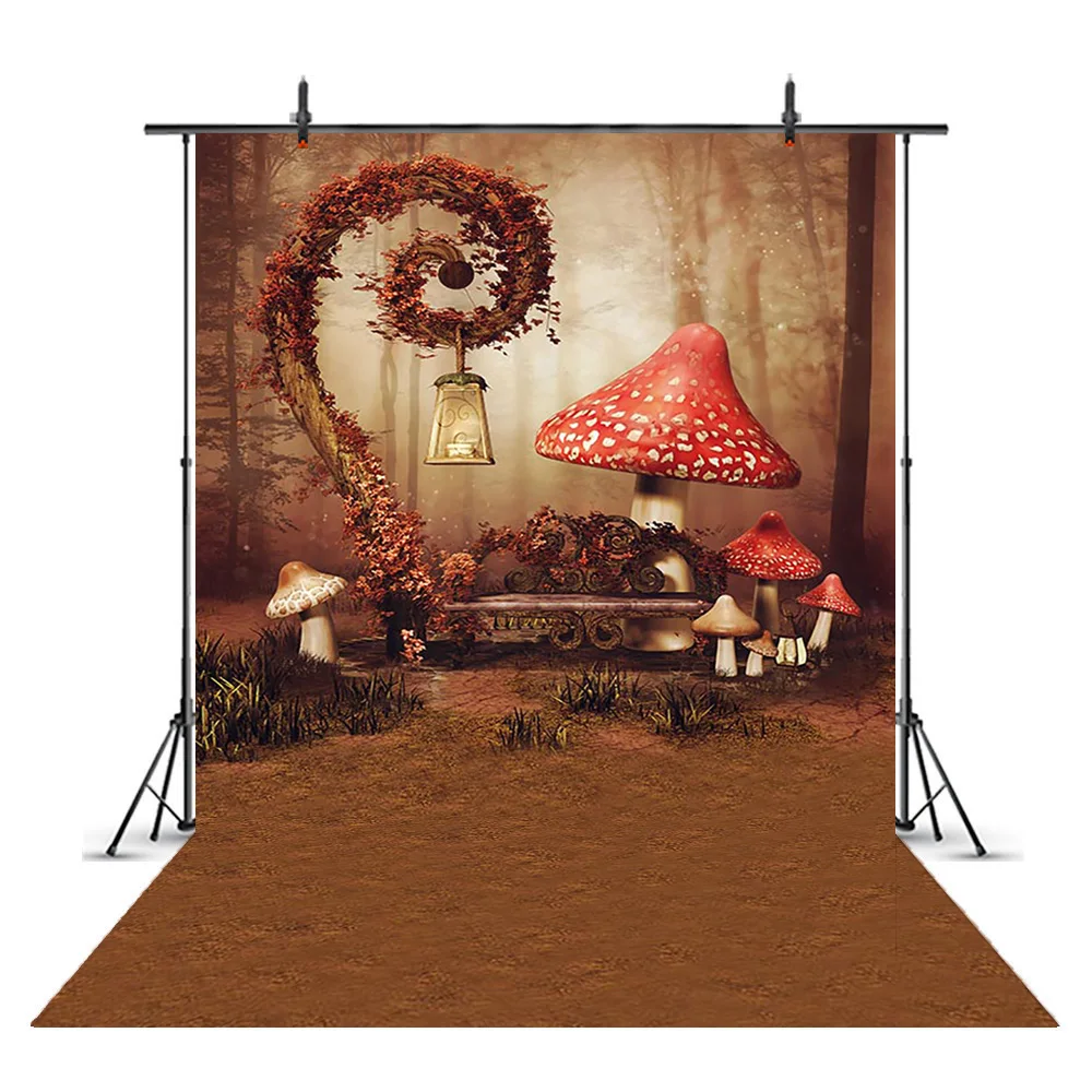 

Mushroon Jungle wonderland background for photography party decoration children Birthday Photo Booth Studio Backdrops Prop