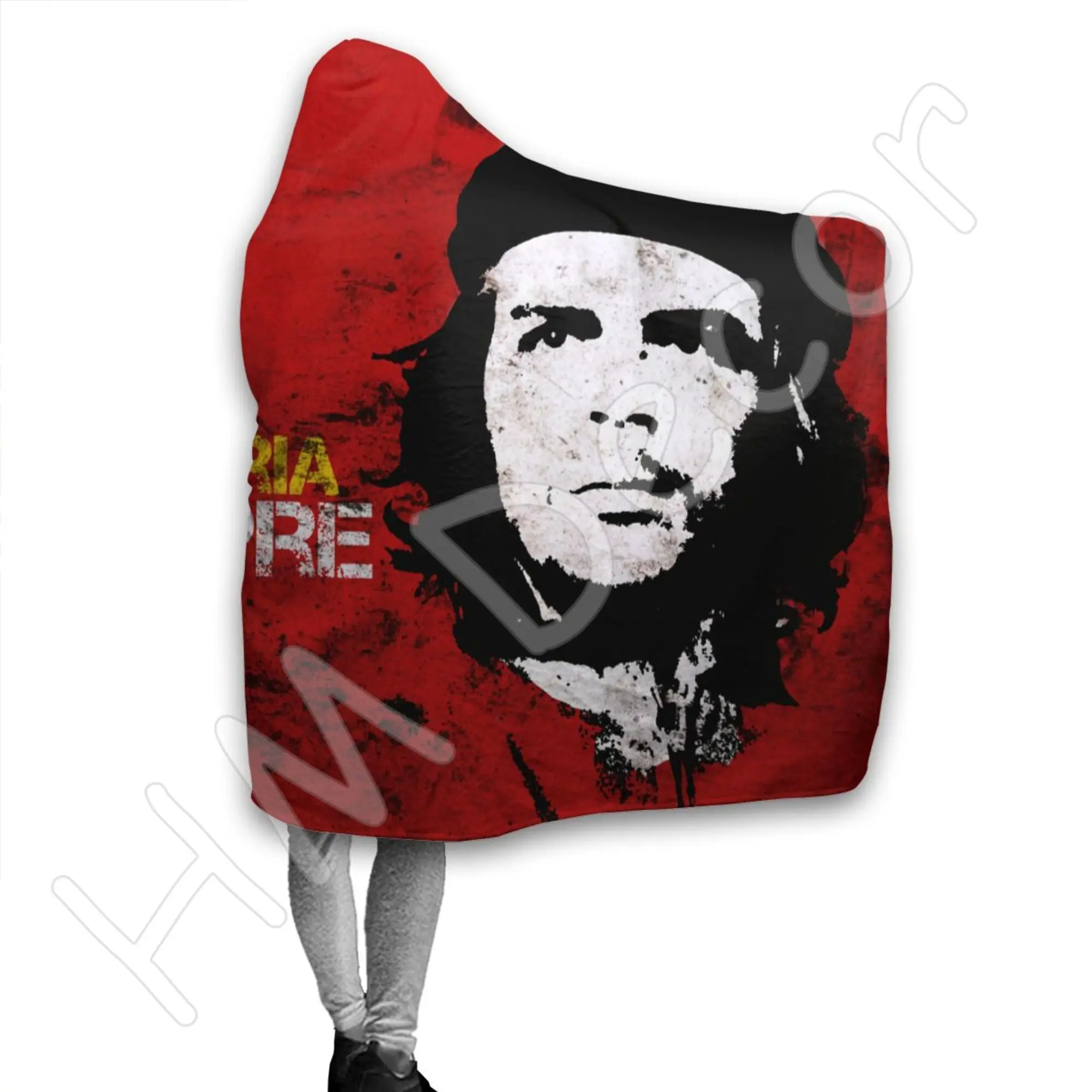 Hasta La Victory Siempre Cuba Che Guevara Hooded Blanket Adult Child Sherpa Fleece Wearable Blanket Microfiber Bedding