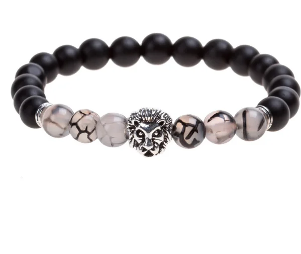 lion 8mm Punk multicolor Agate beads Chakra Reiki Buddha Yoga Bracelet elastic adjustable Volcanic Stone Bangles erf2