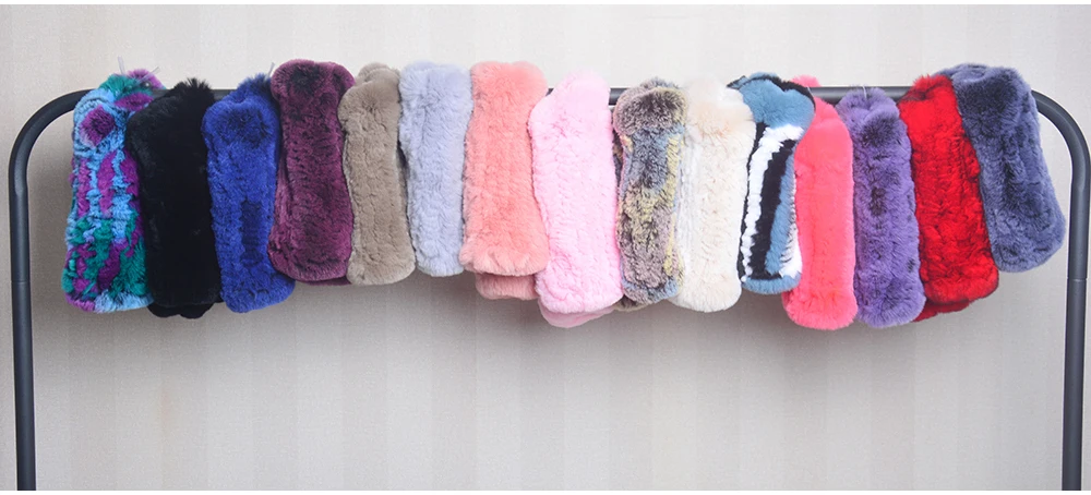 New Women 100% Real Genuine Knitted Rex Rabbit Fur Mittens Winter Warm Lady Real Fur Fingerless Gloves Handmade Knit Fur Mitten