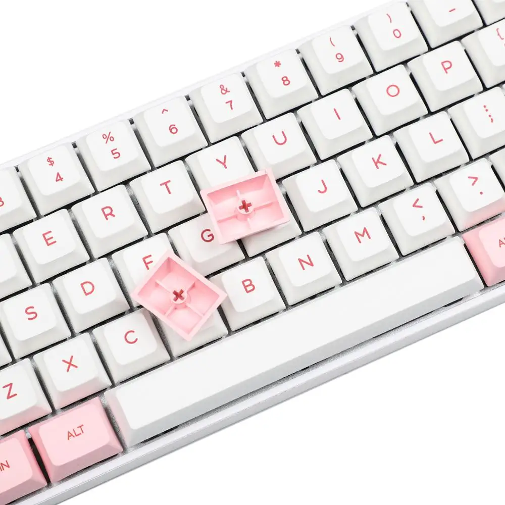 64 ANSI Dye Sub Pink White Gray White Keyset PBT Keycap For MX switches 64 Keyboard GK64 GK64x GK64xs DZ60 (Only Keycap)