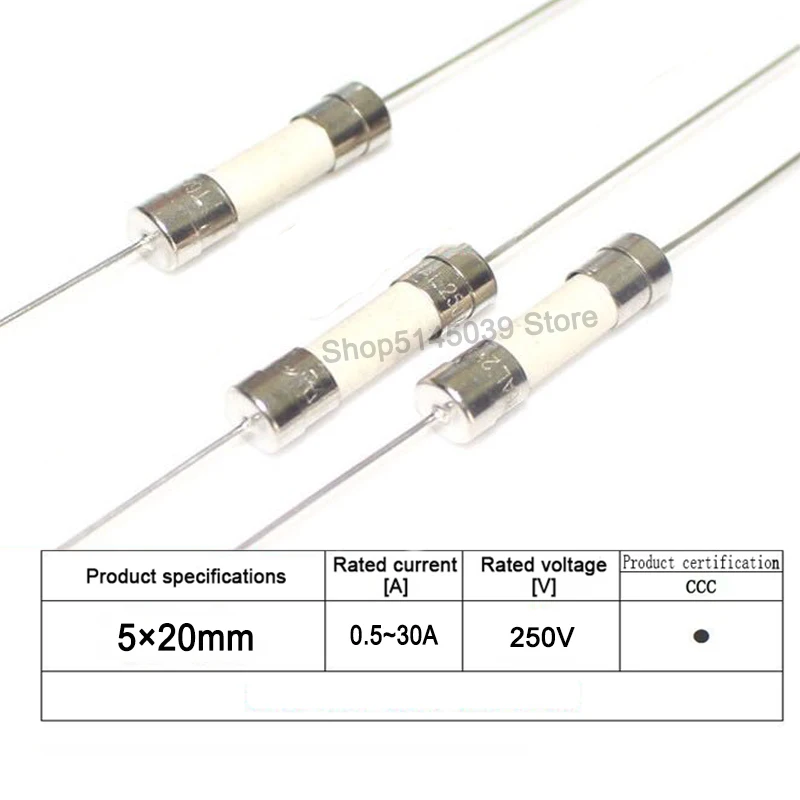 10Pcs Ceramic fuses Kit assortment 5*20mm 250V 0.5A 1A 2A 2.5A 3.15A 4A 5A 6.3A 8A 10A 15A 20A 25A 30A Fuse tube Ceramic