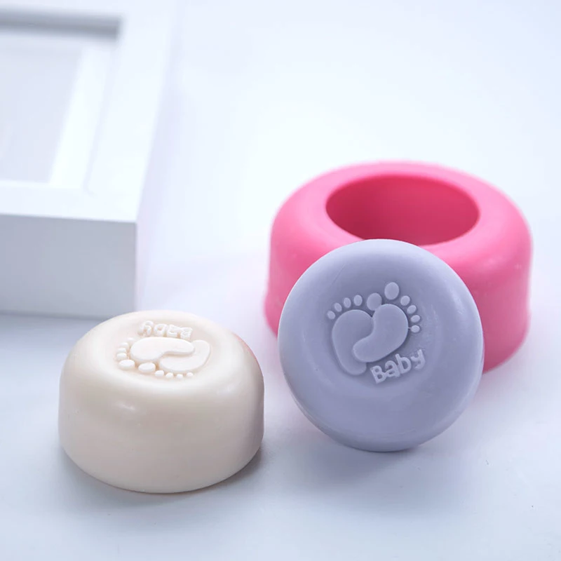 

Cute Baby Feet Soap Mold DIY Round Shape Chocolate Candy Baking Mould Handmade Soap Silicone Molds Resin Crafts Home Decor