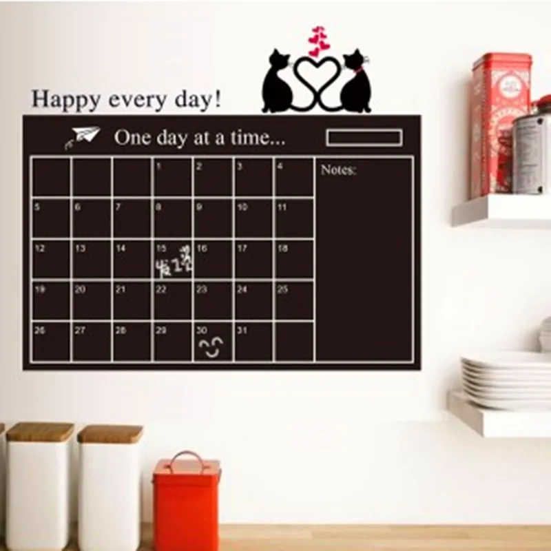 

New Cat PVC calendar wall stickers Removable Blackboard Sticker Craft Home decoration Chalkboard Chalk Board waterproof Stickers