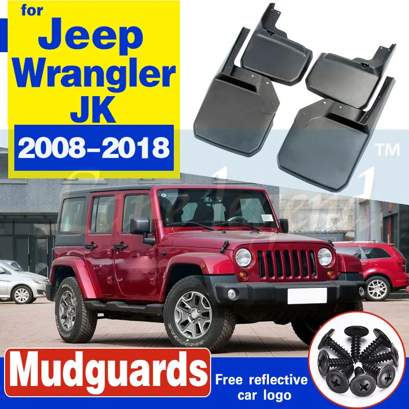 4PCS FRONT+REAR MUD FLAPS FIT FOR JEEP WRANGLER JK 2008-2018 MUD FLAP SPLASH GUARDS FENDER 2015 2014 2013 2012 2011 2009 2010