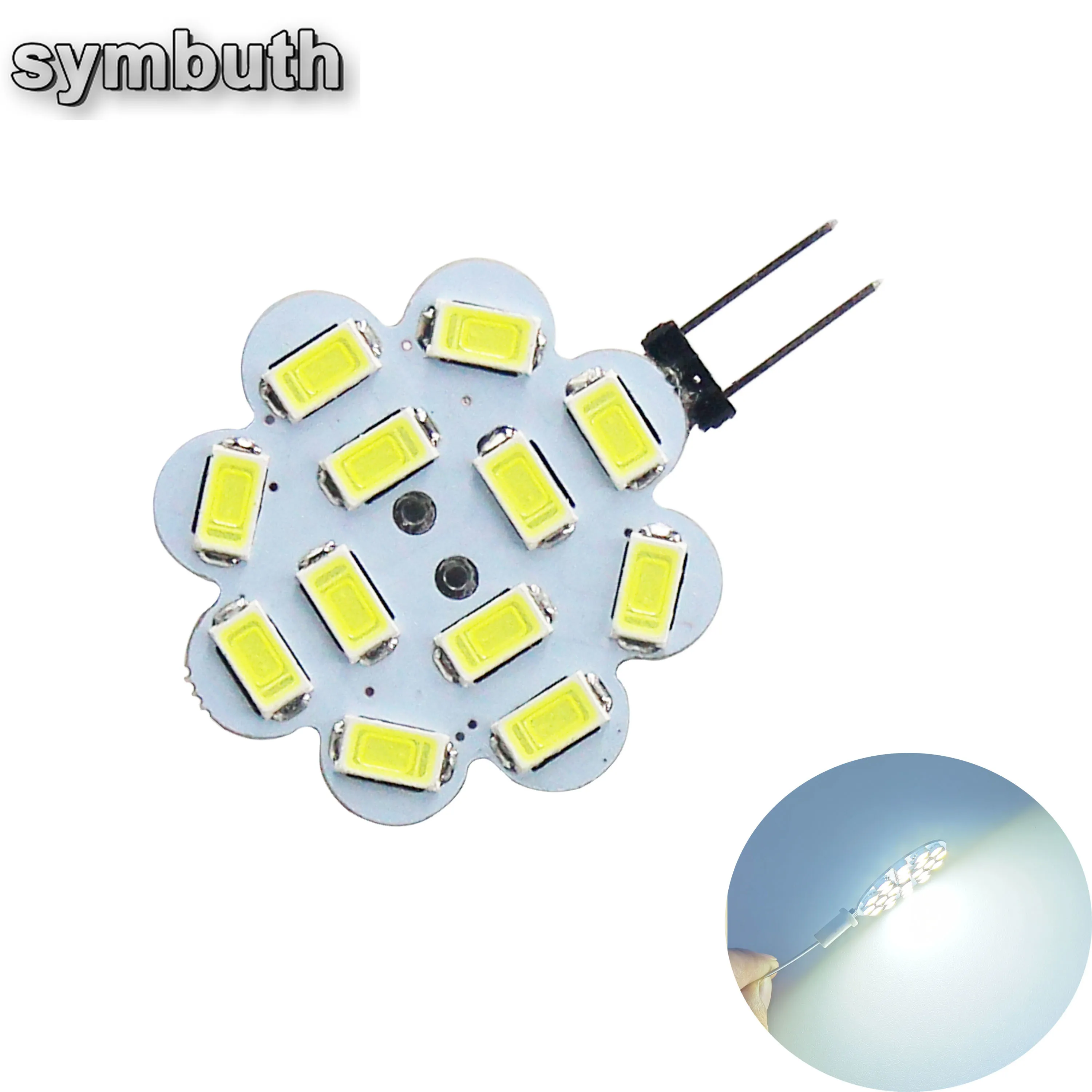 

DC 12V G4 Socket Bulb 2.4W 5730 SMD Chip Round Led Bi-Pin Lamp 12 for Camping Spot Warm Cold White Street Lighting