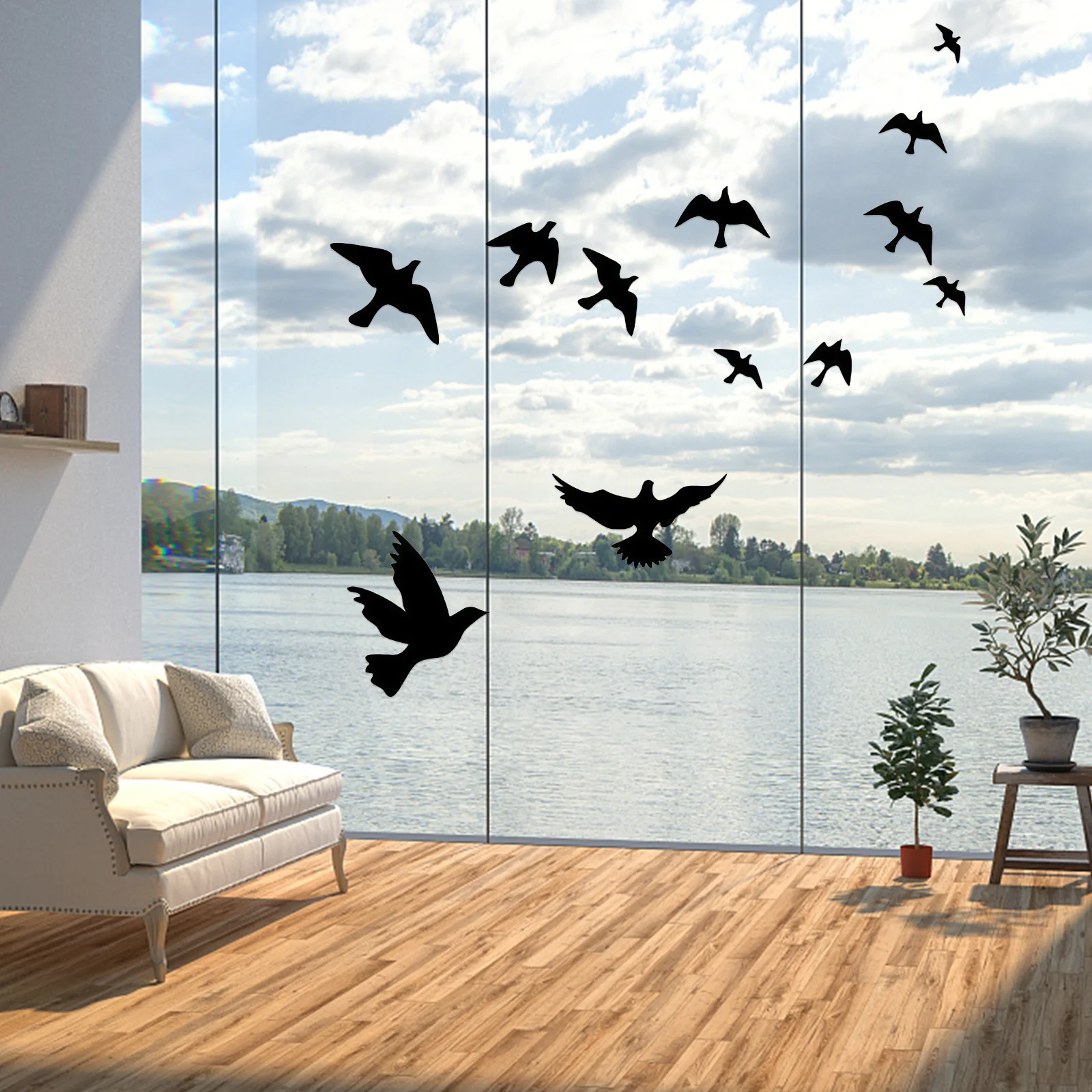 Window Alert Bird Stickers Set Anti-Collision Doors and Windows Glass Decor Self-Adhesive Silhouettes Window Clings Sticker