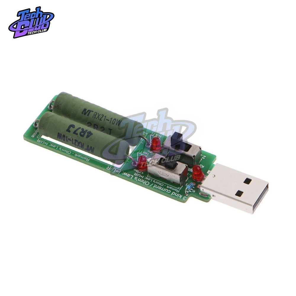 5V USB resistor dc electronic load With switch adjustable current 1A/2A/3A battery capacity voltage discharge resistance tester