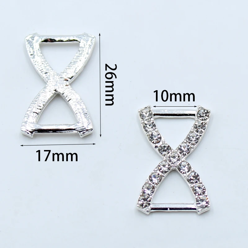 Shiny alloy rhinestone buckle 10pcs 17*26mm H-shaped gift decoration ribbon underwear connection buckle DIY jewelry accessories