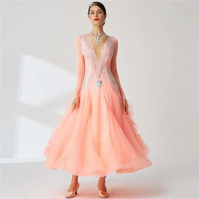 B-2055 New customer competition ballroom dance dress waltz national standard modern dance performance dress for sale