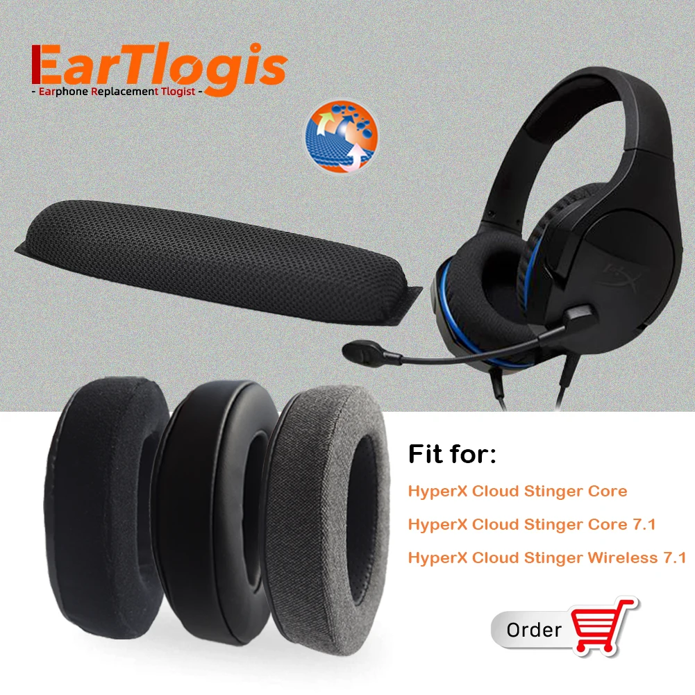 EarTlogis Thick Replacement Parts for HyperX Cloud Stinger Core 7.1 Wireless Headset Ear Pads