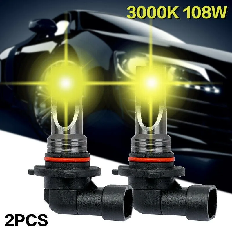 

2pcs 9006 HB4 108W DC 9-32V LED Foglight Bulbs 3000K 20000LM Golden Yellow Fog Lamp Super Bright Car Lights Aircraft Aluminum