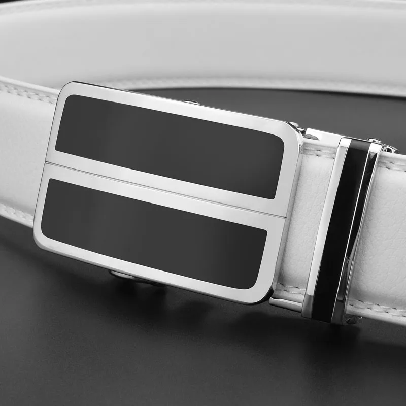 High Quality 3.5cm Automatic Buckle belt men Waist Strap fashion genuine leather white Grain designer Waistband