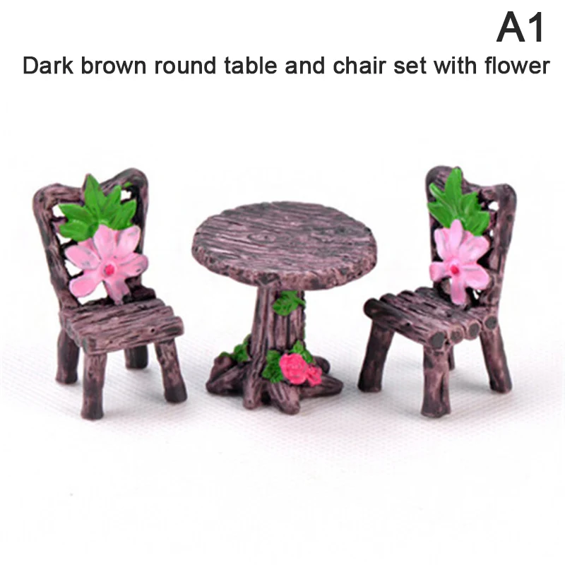 New Hot Mini Home Furniture Table And Chair Fairy Garden Miniatures Terrarium Figurines Doll House Decor Doll House Accessories