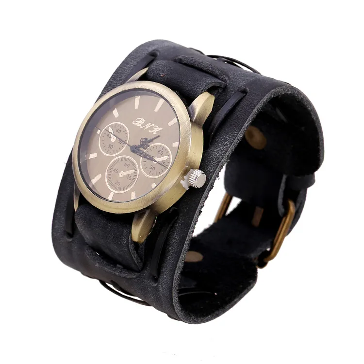 Men's Punk Retro Decorative Wide Strap Watch