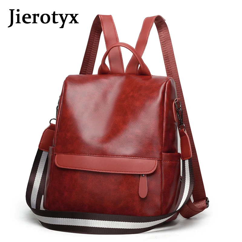 JIEROTYX Chic Alla Moda Zaino delle Donne 2020 di Cuoio Ragazza Adolescente Zaini Da Viaggio di Alta Qualità Retrò Femminile Zaino Sac Dos