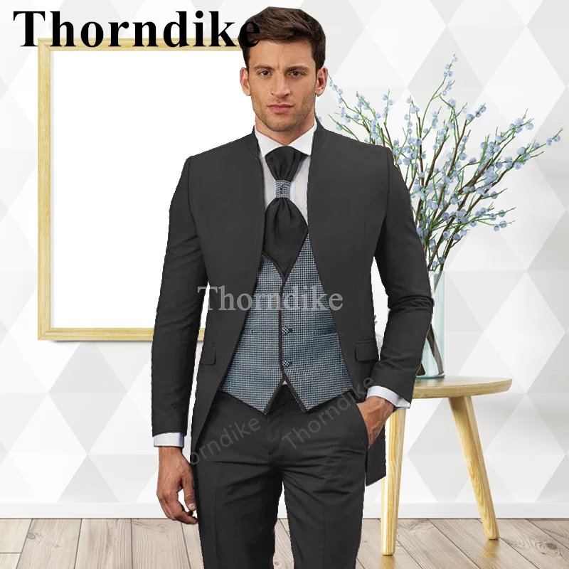 Thorndike novo produto expressar houndstooth colete masculino na moda terno personalizado formal casamento terno moda elegante 3-pcs